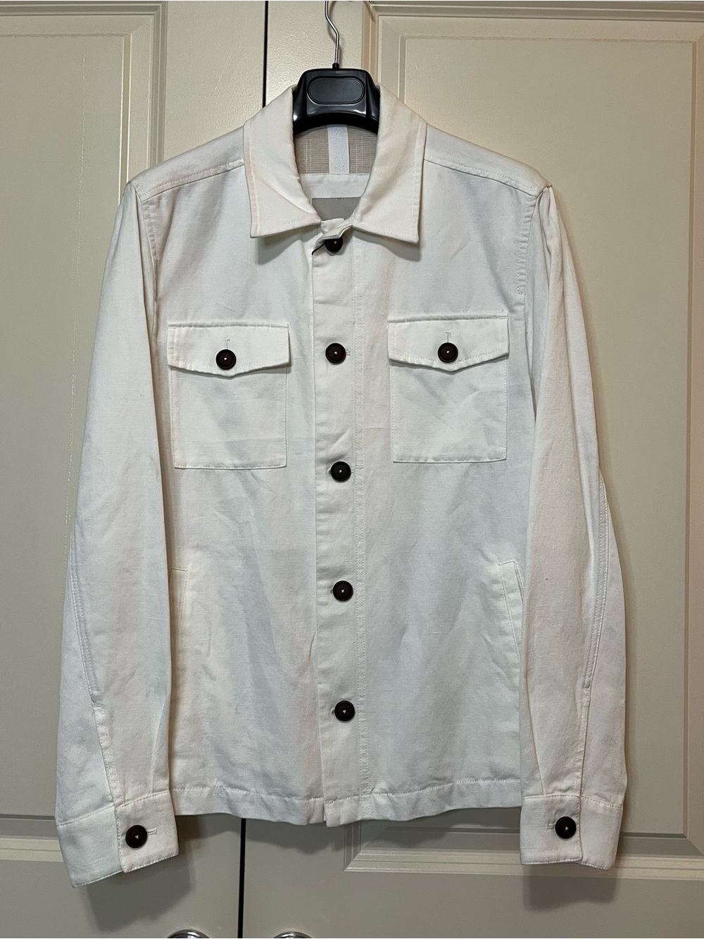 Mango White Lightweight Button-Up Shirt Jacket